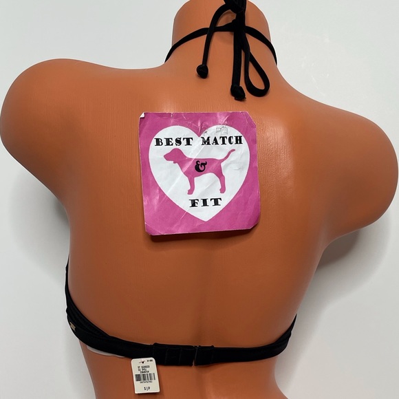 Victoria’s Secret PINK S Logo Bathing Suit Top Strappy Caged Cut Out Padded - Picture 2 of 2